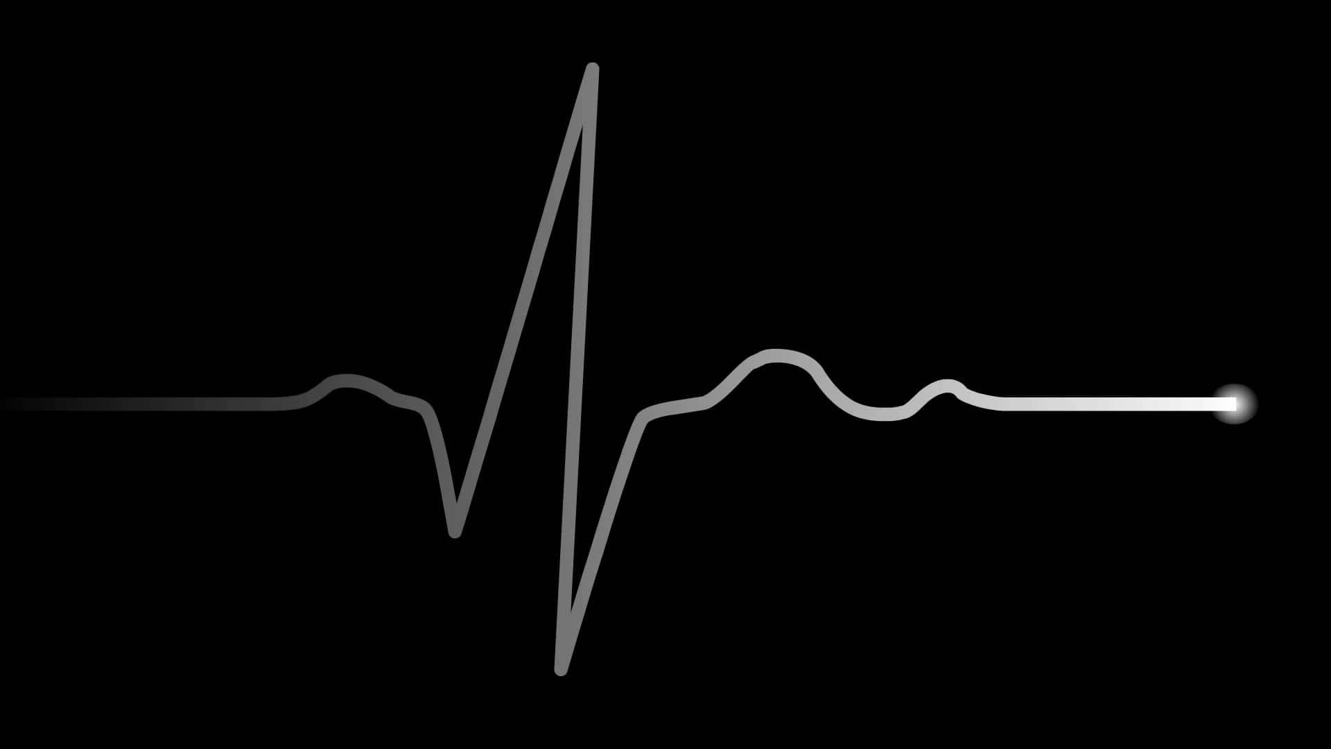 Heart Rate, glowing white heartbeat line, stark black background, Full HD Desktop Wallpaper