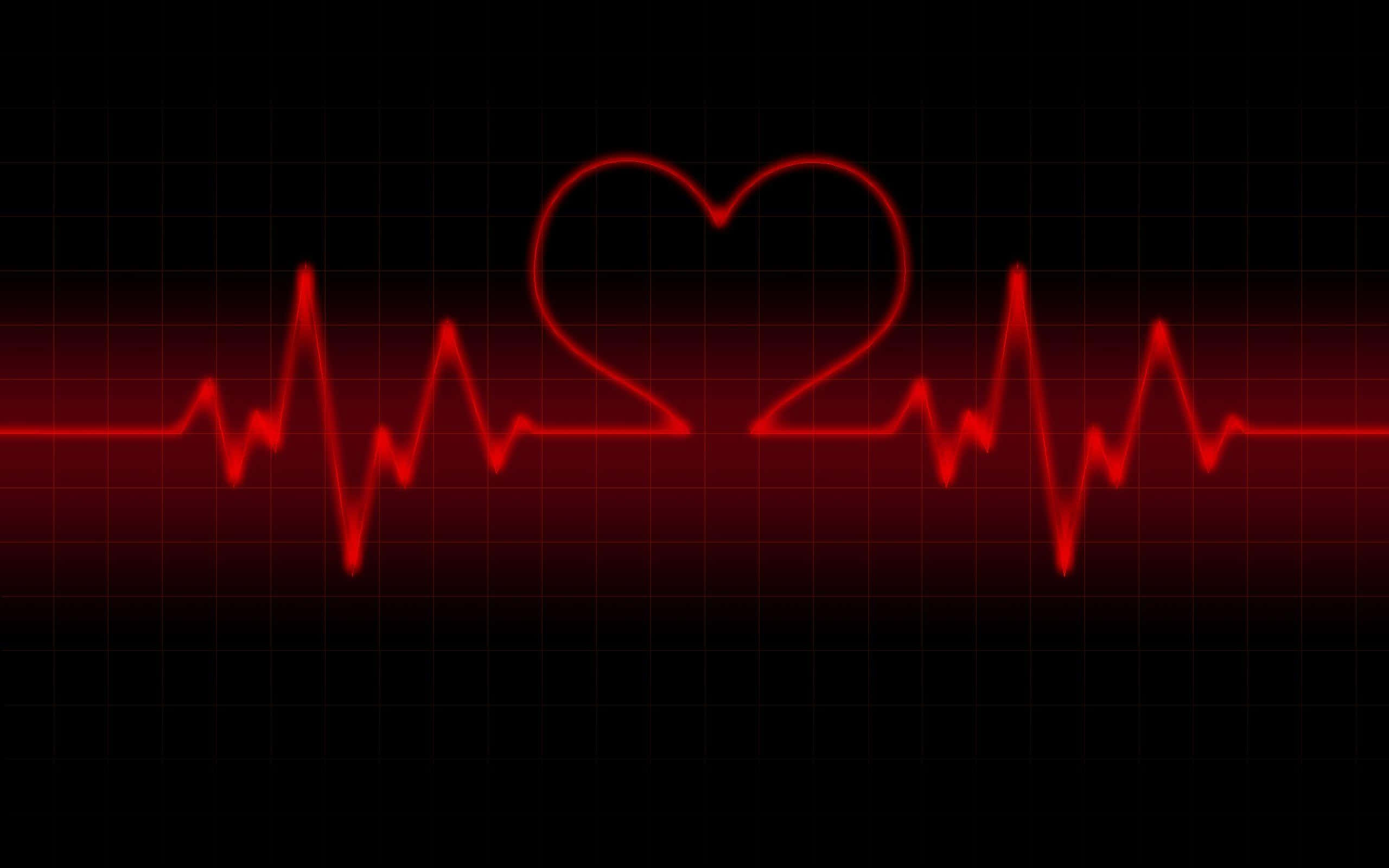 Heart Rate, glowing red heartbeat line, heart shape, 2K Desktop Wallpaper