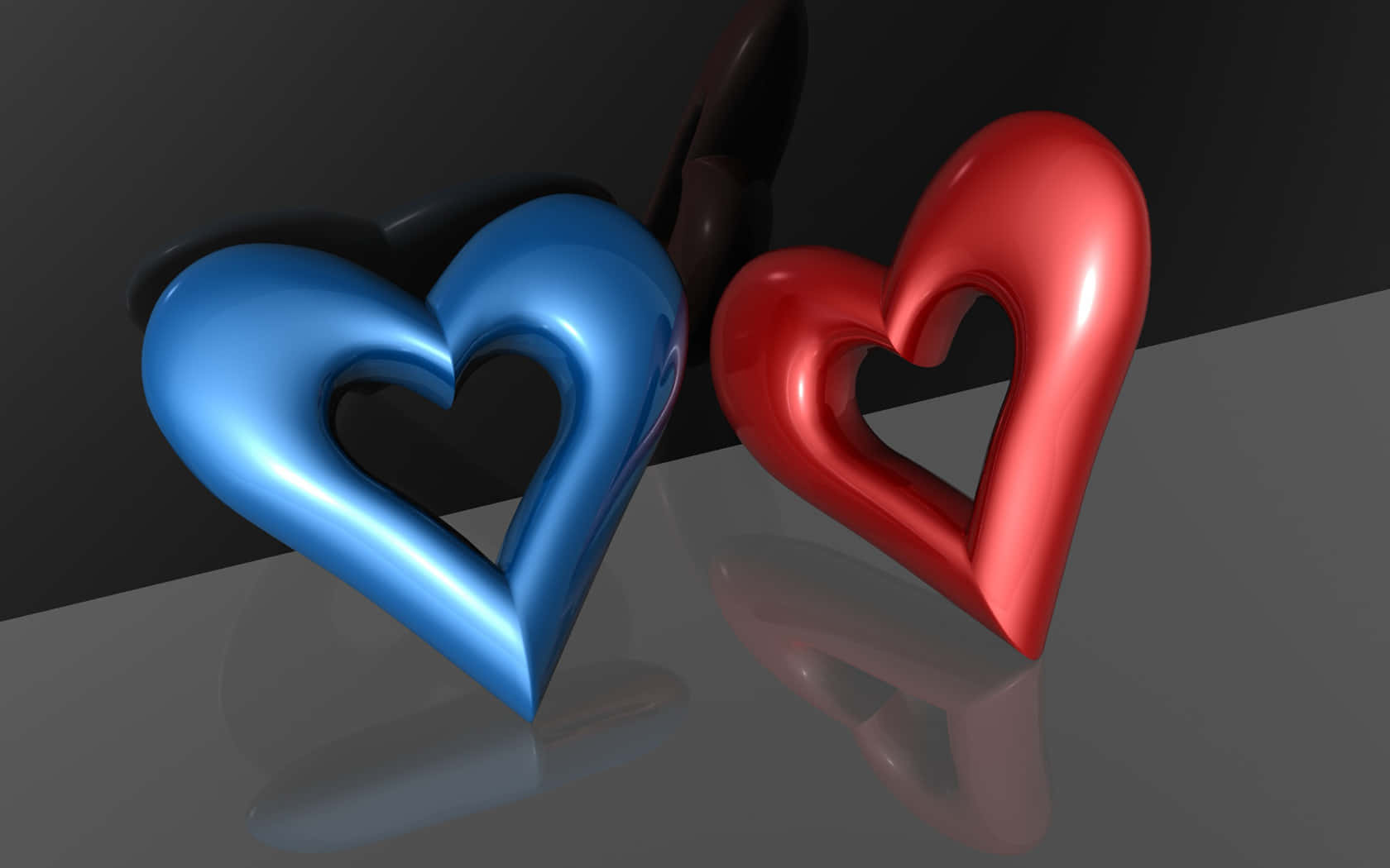 Heart Shape, blue sky, glossy 3D hearts, HD Desktop Wallpaper