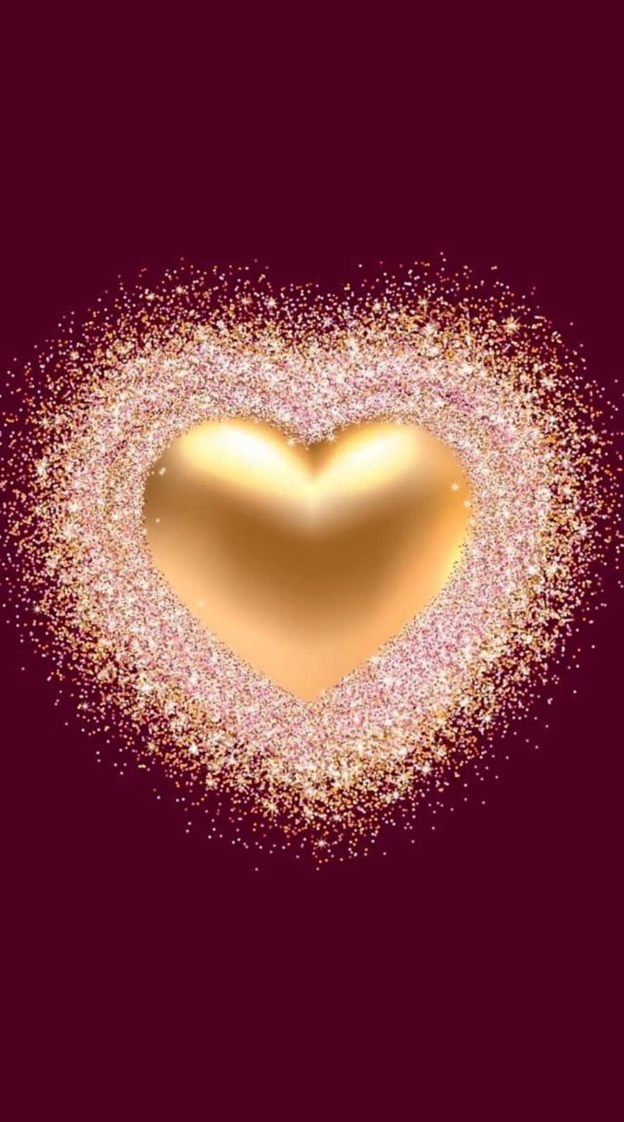heart shape, golden, sparkling glitter, HD Phone Wallpaper