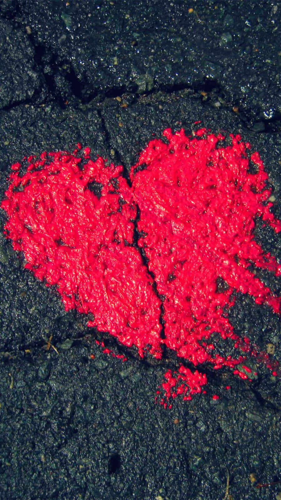Heart Shape, red, cracked asphalt, HD Phone Wallpaper
