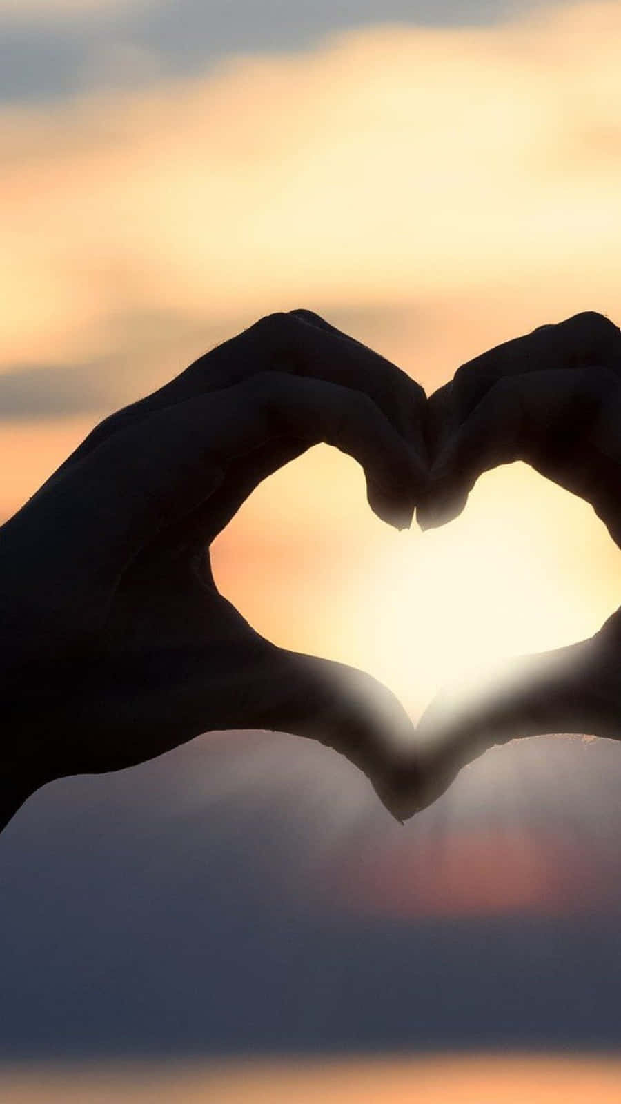 heart shape, glowing sunset sky, soft orange and purple hues, HD Phone Wallpaper