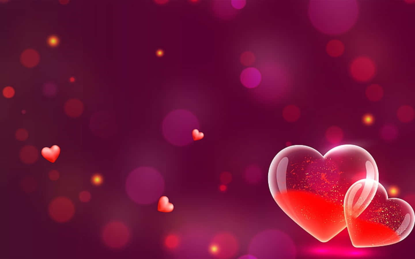 heart shape, glowing translucent hearts, sparkling red light, HD Desktop Wallpaper