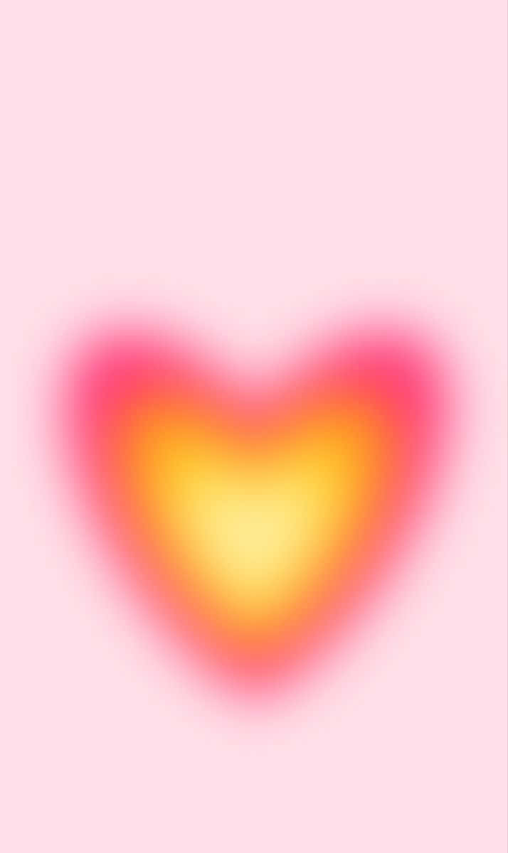 abstract preppy heart background, soft glowing heart, warm yellow and pink hues, SD Phone Wallpaper