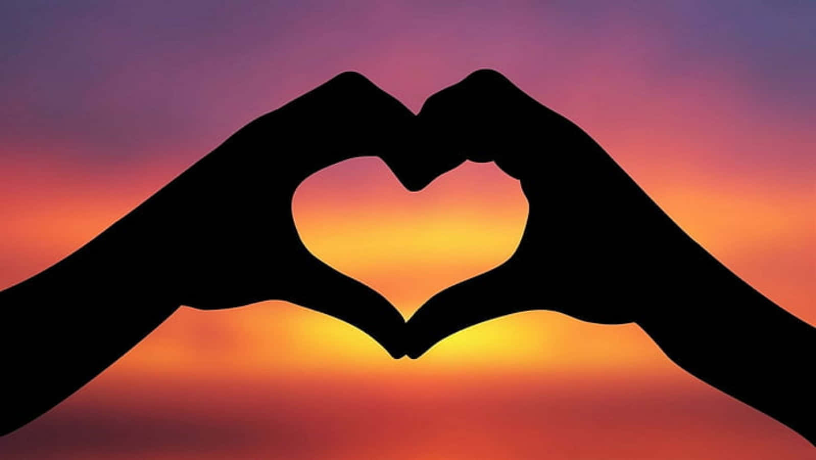 Heart Silhouette, vibrant sunset, orange, HD Desktop Wallpaper