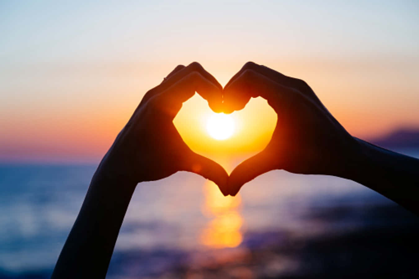 Heart Silhouette, sunset, ocean, HD Desktop Wallpaper