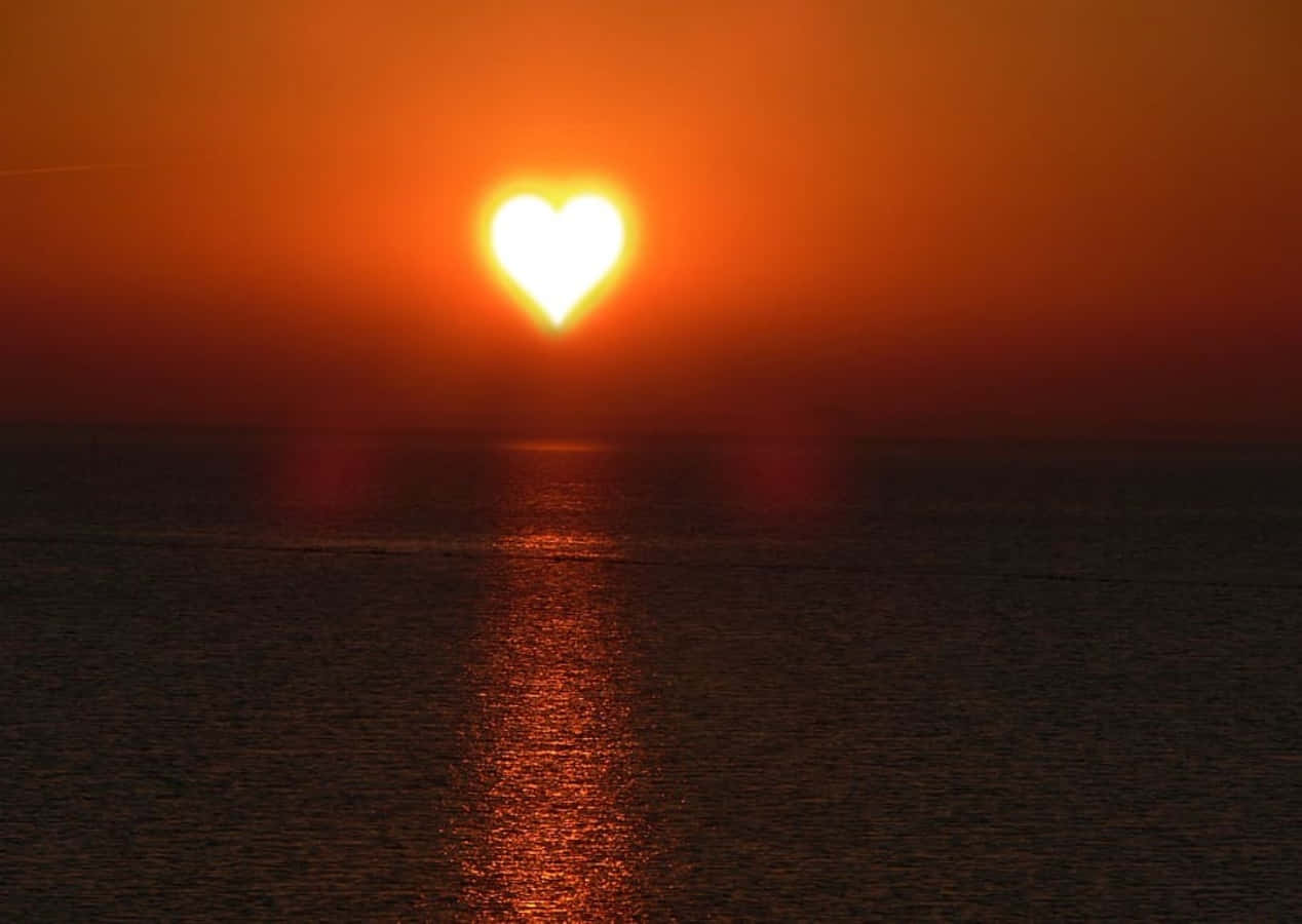 Heart Silhouette, sun, ocean, SD Desktop Wallpaper