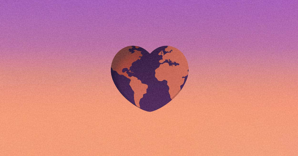 heart-shaped globe, purple, peach, SD Desktop Wallpaper