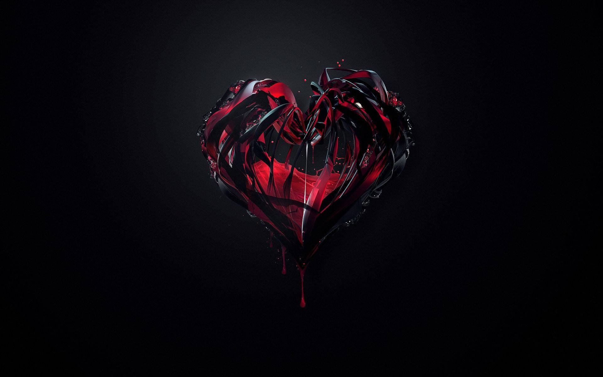 shattered crimson heart, glossy red glass, stark black background, Full HD Desktop Wallpaper