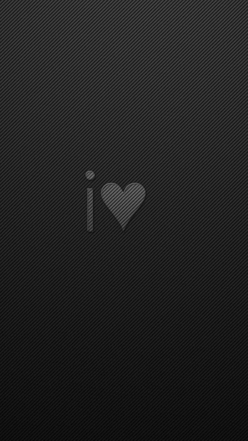 gray black heart iphone, carbon fiber texture, i love symbol, HD Phone Wallpaper