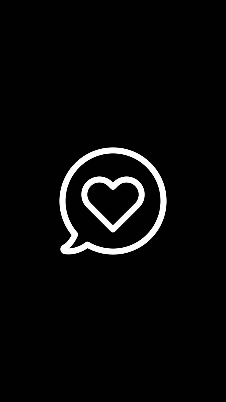 heart, speech bubble, white line drawing, HD Phone Wallpaper