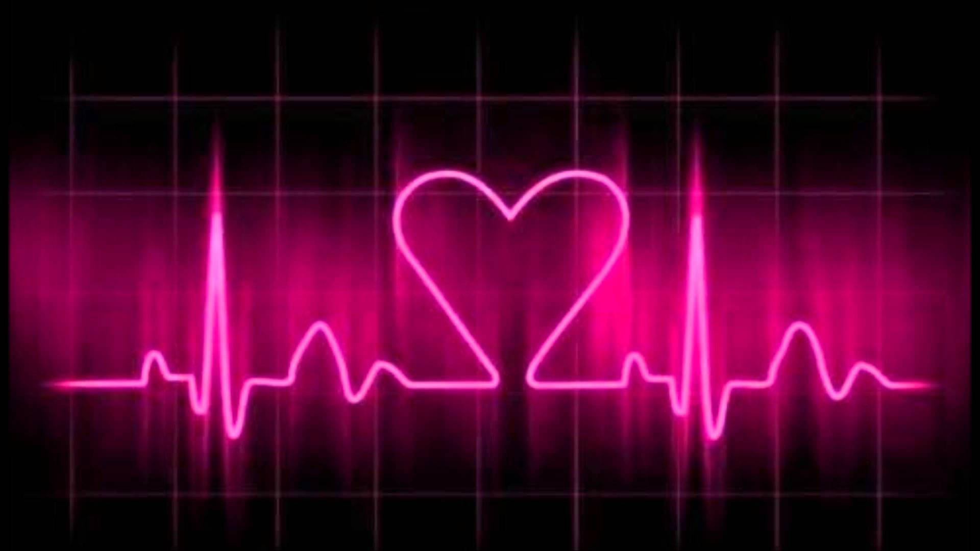 Heartbeat, neon, dark pink, Full HD Desktop Wallpaper
