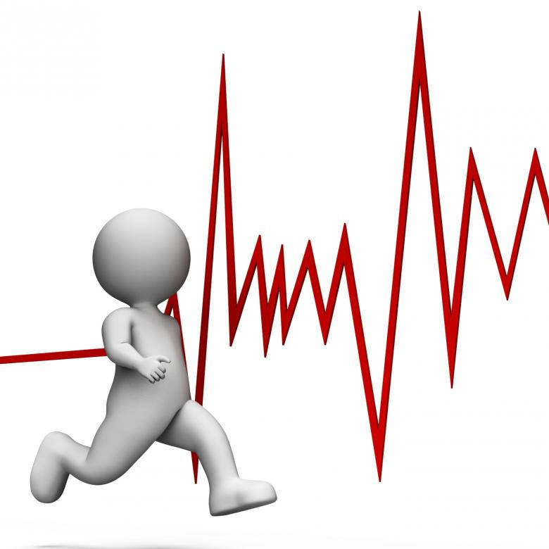 3D Render Man, heartbeat line, jagged red, SD Desktop Wallpaper