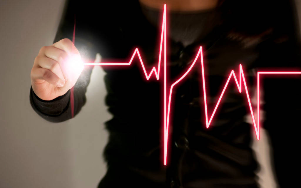 Heartbeat, glowing red heartbeat line, dark surface, SD Desktop Wallpaper