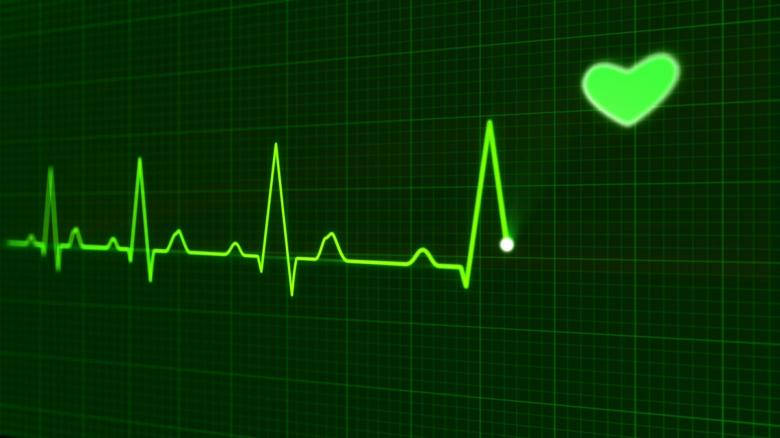 green aesthetic heartbeat, glowing green heartbeat line, dark grid, SD Desktop Wallpaper