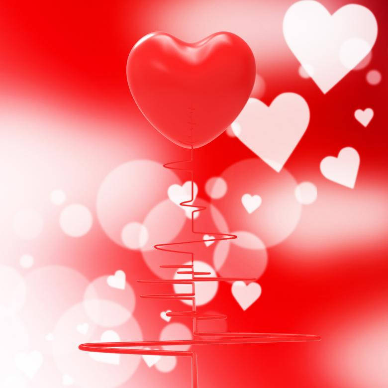 Heartbeat, glossy red heart balloon, heartbeat line, SD Desktop Wallpaper