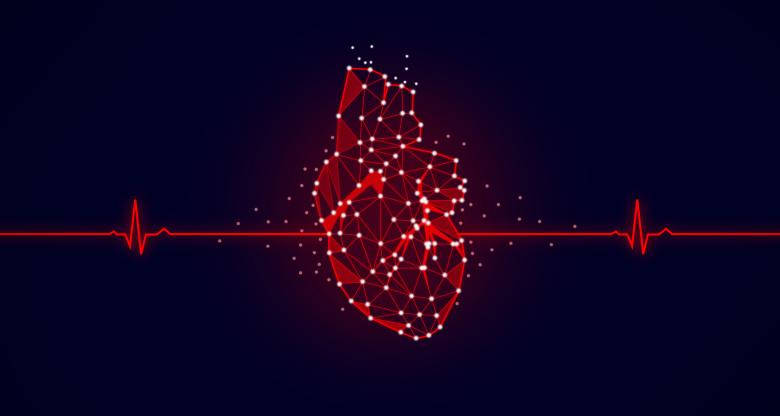 red heartbeat, glowing red polygonal heart, heartbeat line, SD Desktop Wallpaper