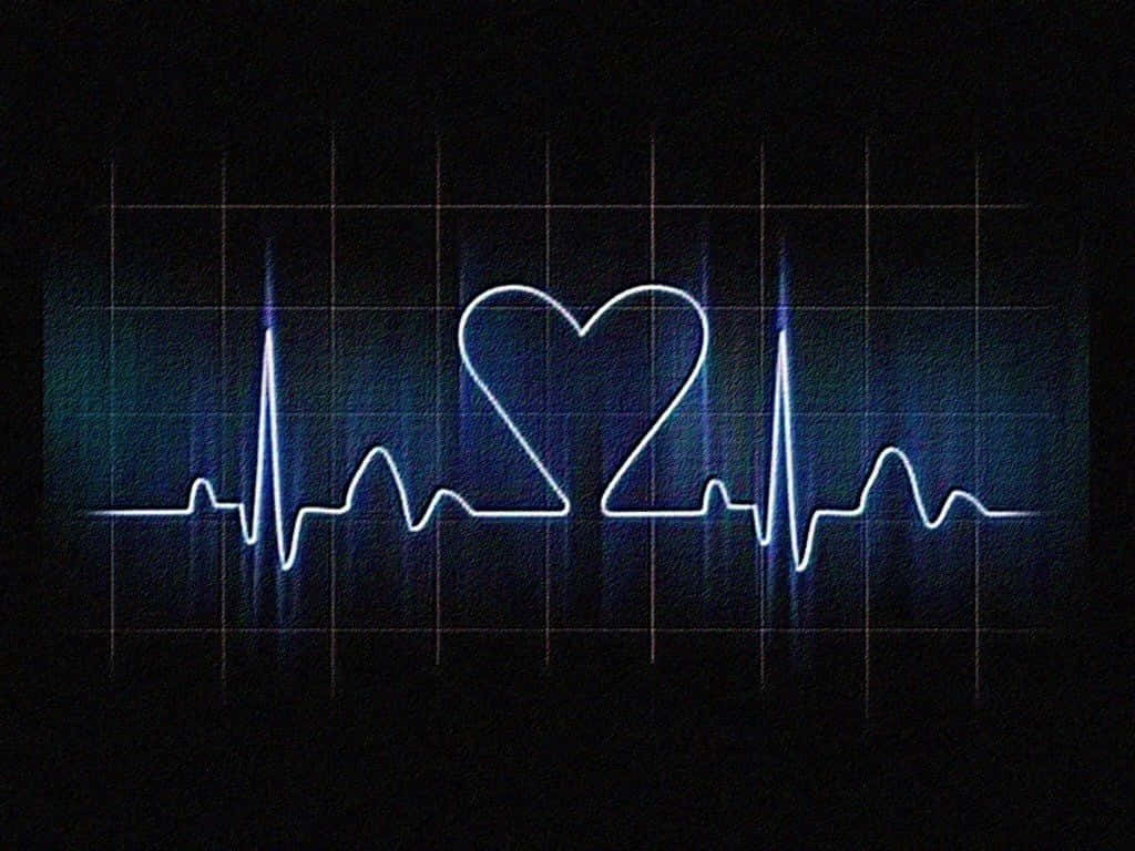 Heart Rate, glowing blue heart shape, heartbeat line, SD Desktop Wallpaper