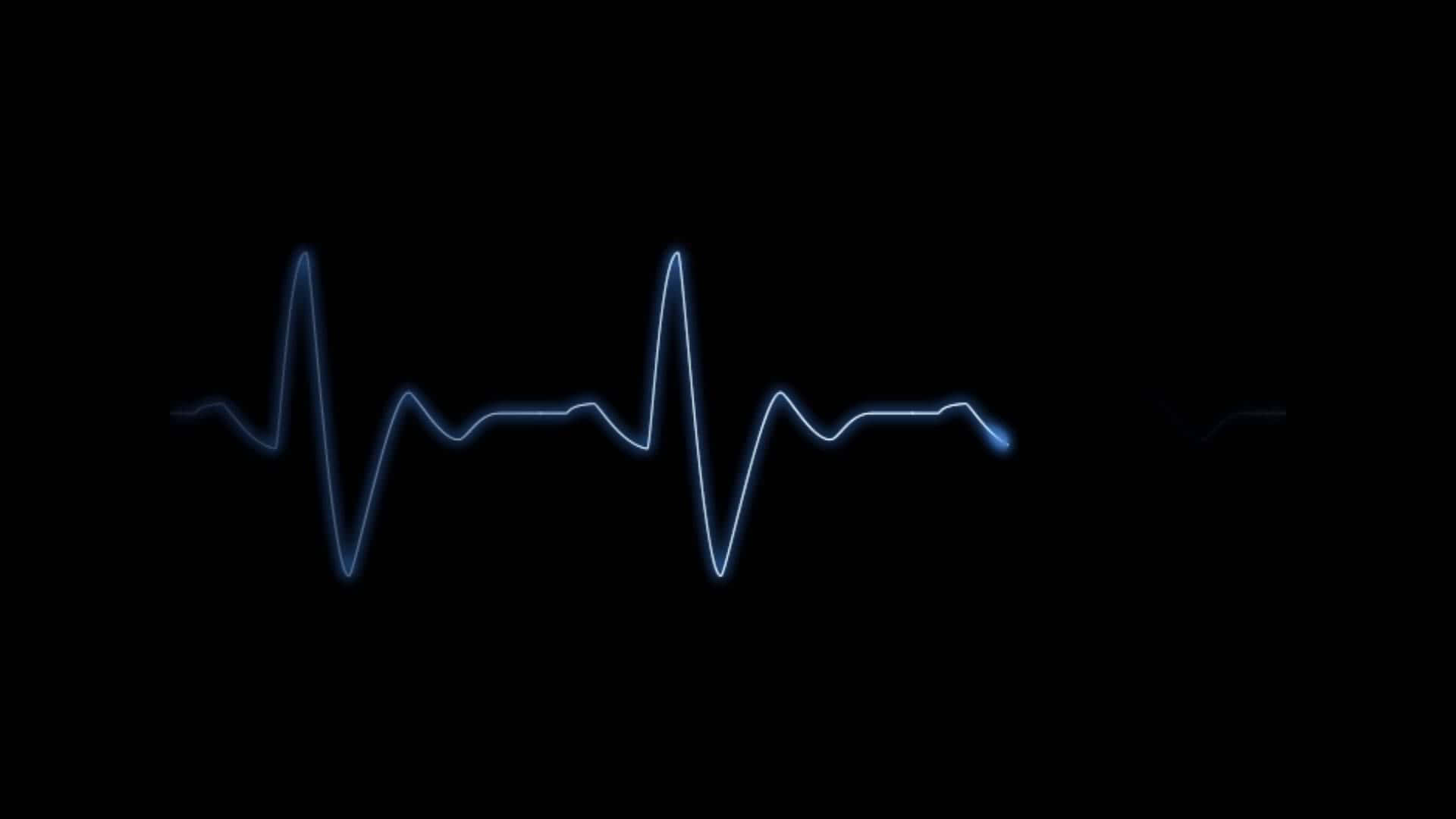 glowing blue electrocardiogram line, stark black background, heartbeat, Full HD Desktop Wallpaper