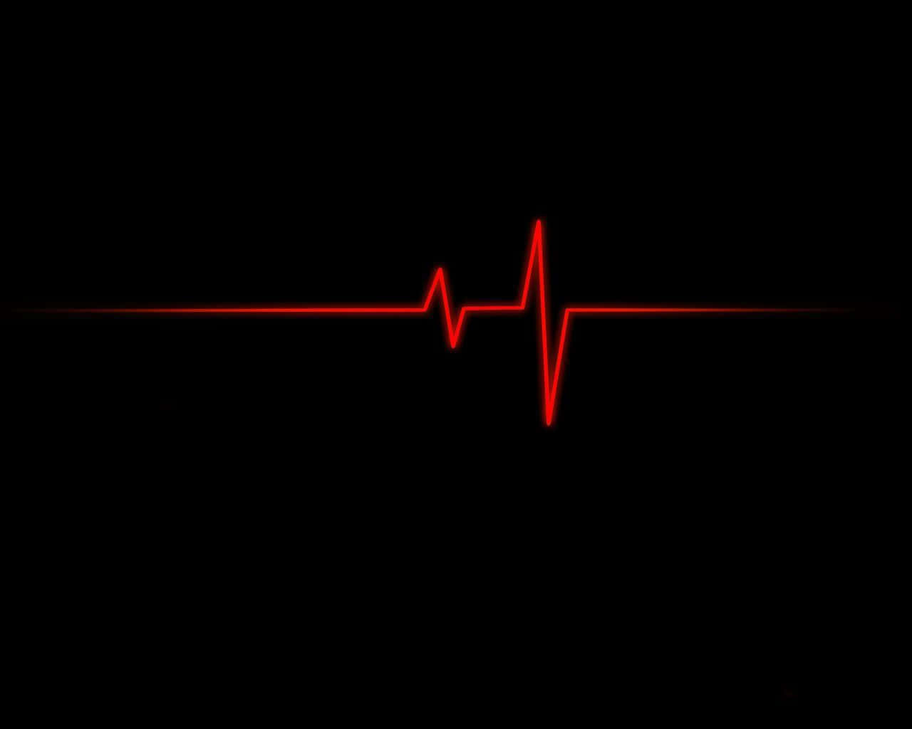 Heart Rate Monitor, glowing red heartbeat line, stark black background, HD Desktop Wallpaper