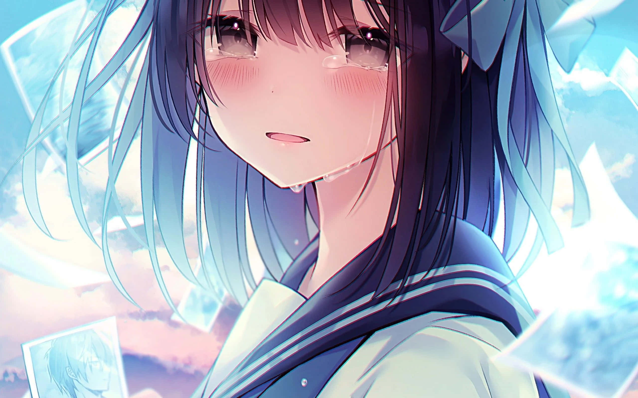 Heartbreak Anime, anime girl, blue hair, 2K Desktop Wallpaper