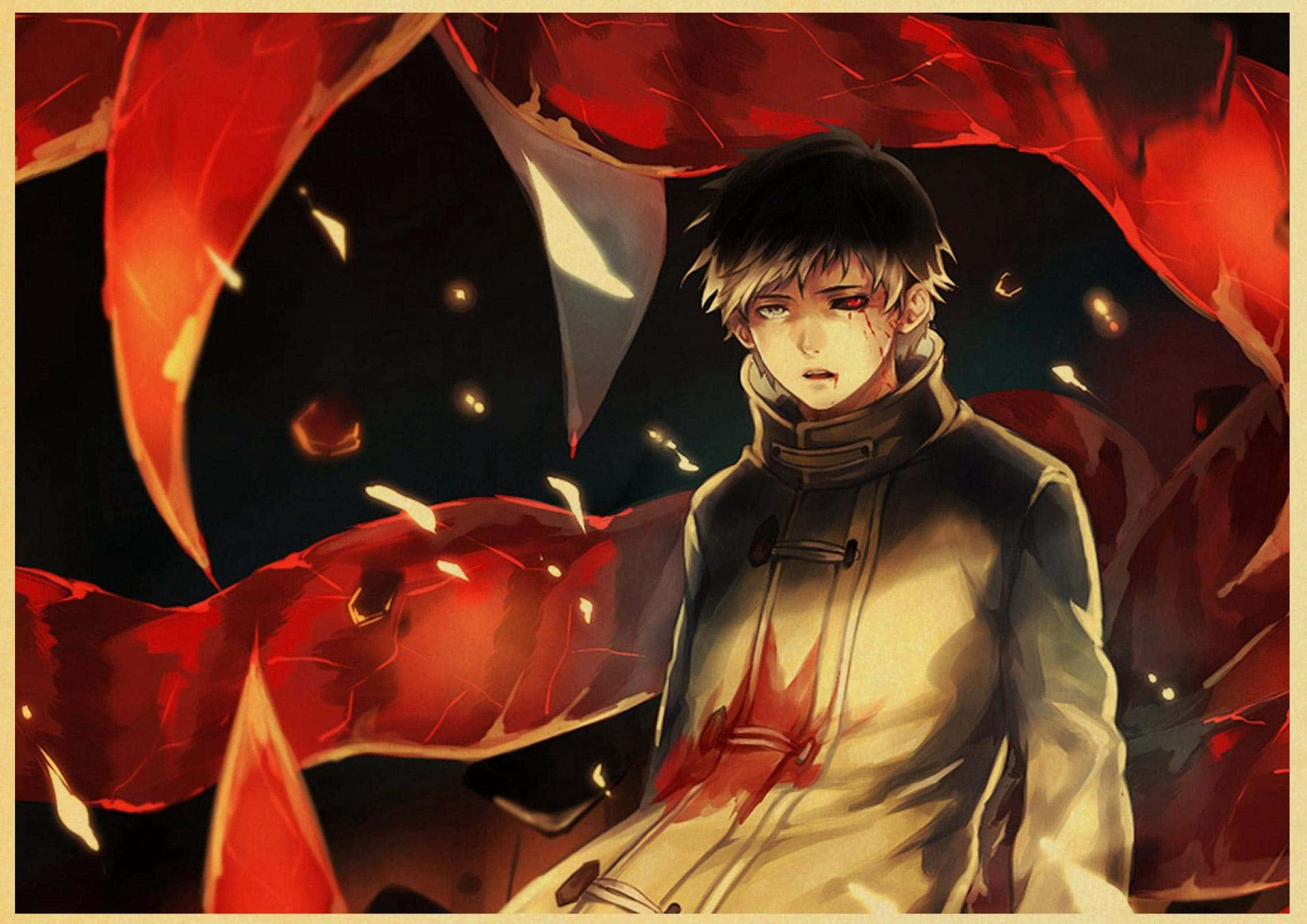 Heartbreak Anime, red dragon, swirling red petals, Full HD Desktop Wallpaper