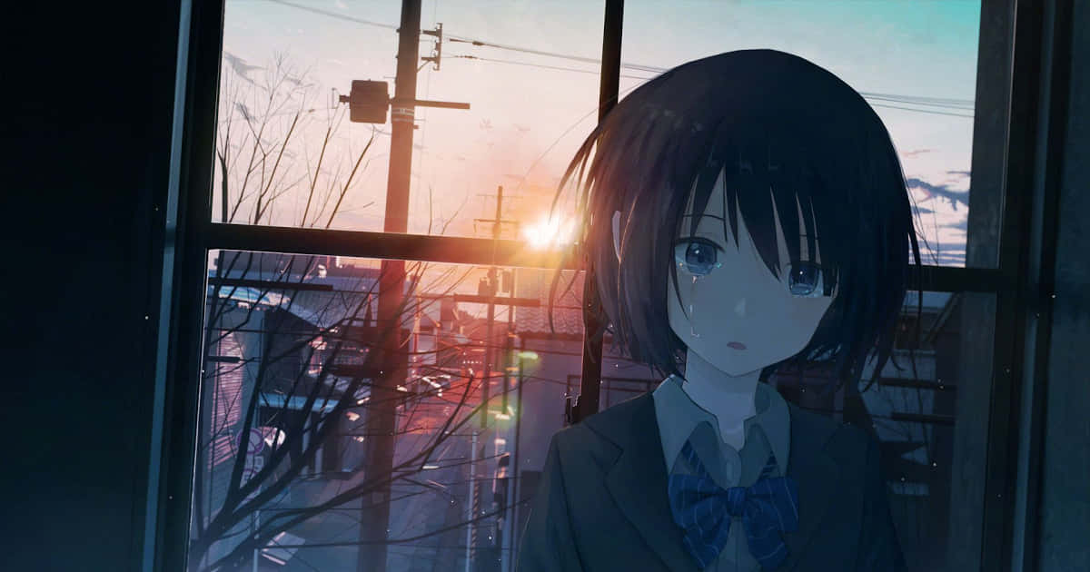 Heartbreak Anime, melancholic anime girl, school uniform, SD Desktop Wallpaper