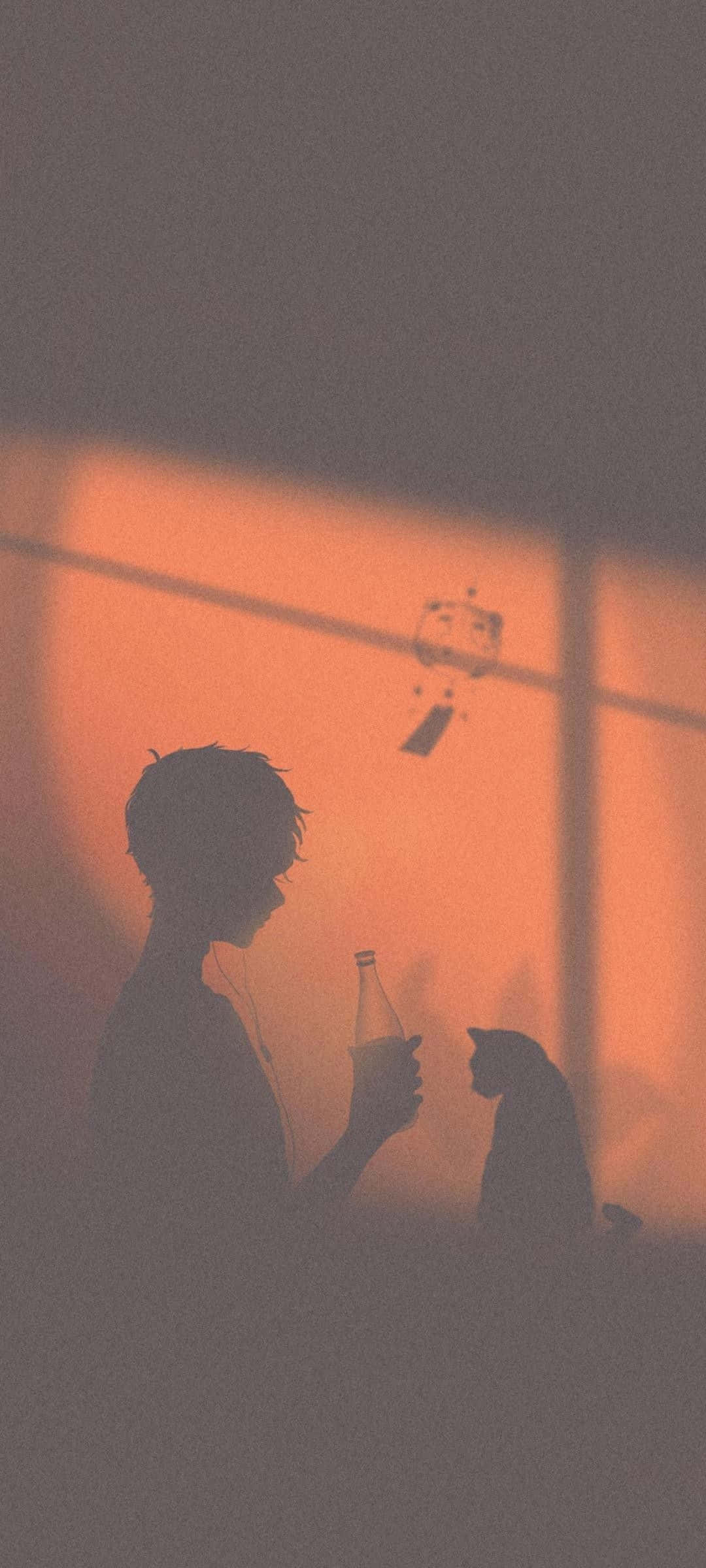 Heartbreak Anime, silhouette, bottle, Full HD Phone Wallpaper