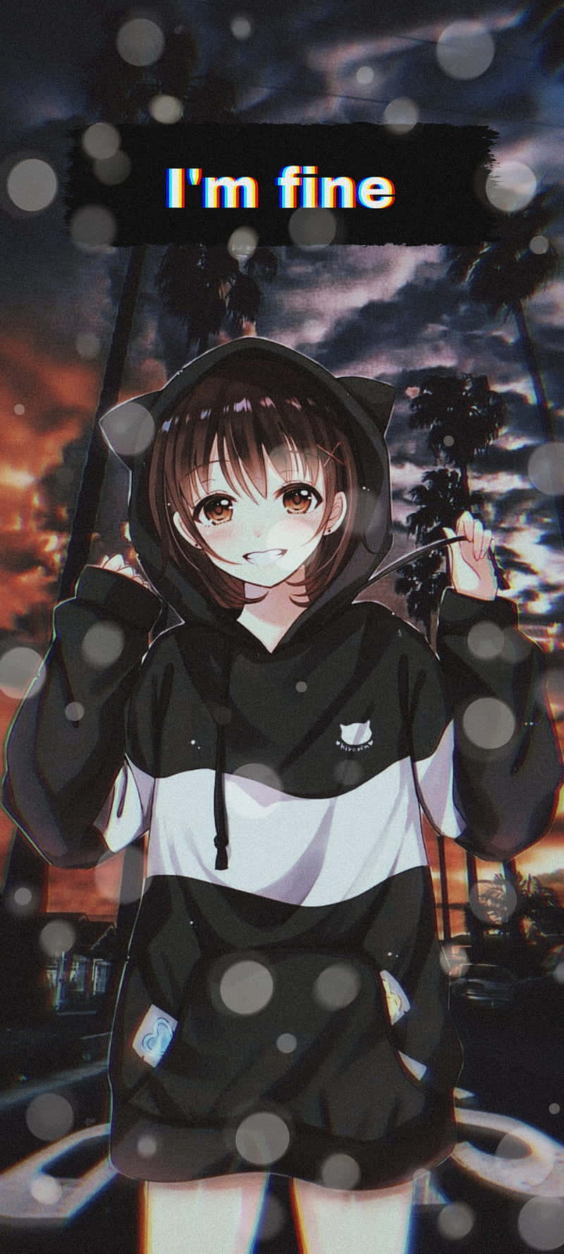 Heartbreak Anime, fiery sunset sky, palm trees, HD Phone Wallpaper