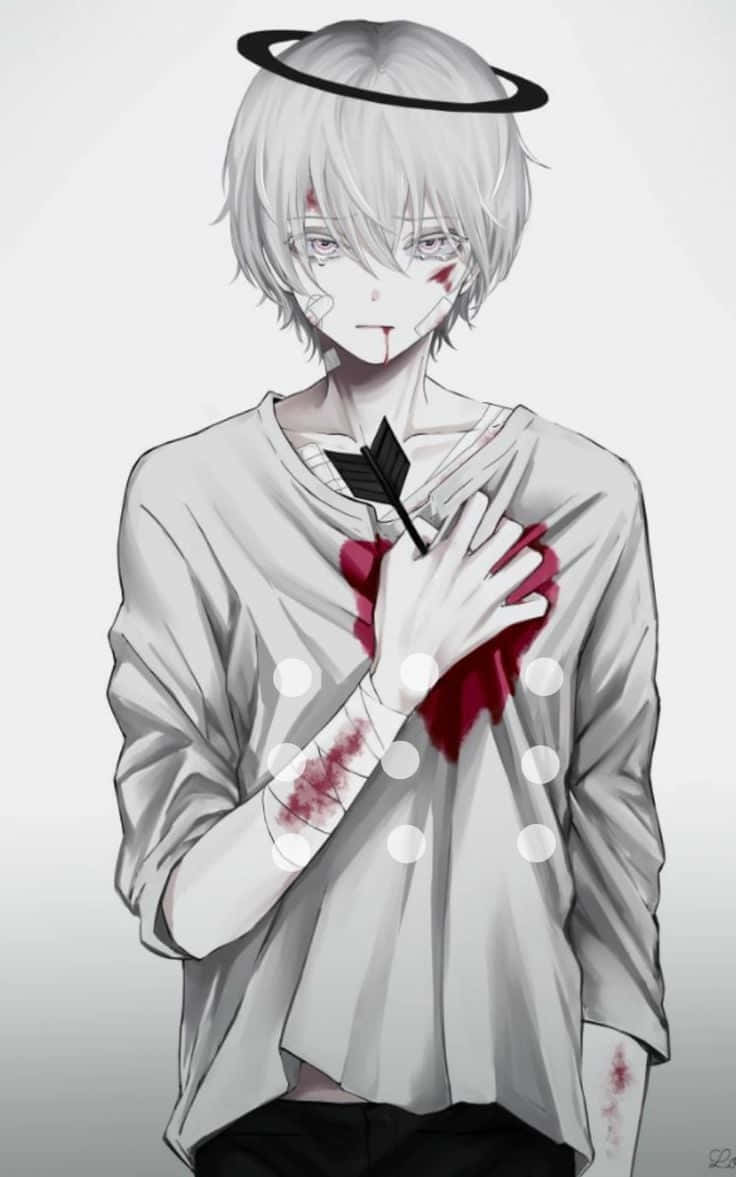 Heartbreak Anime, anime boy, black halo, SD Phone Wallpaper