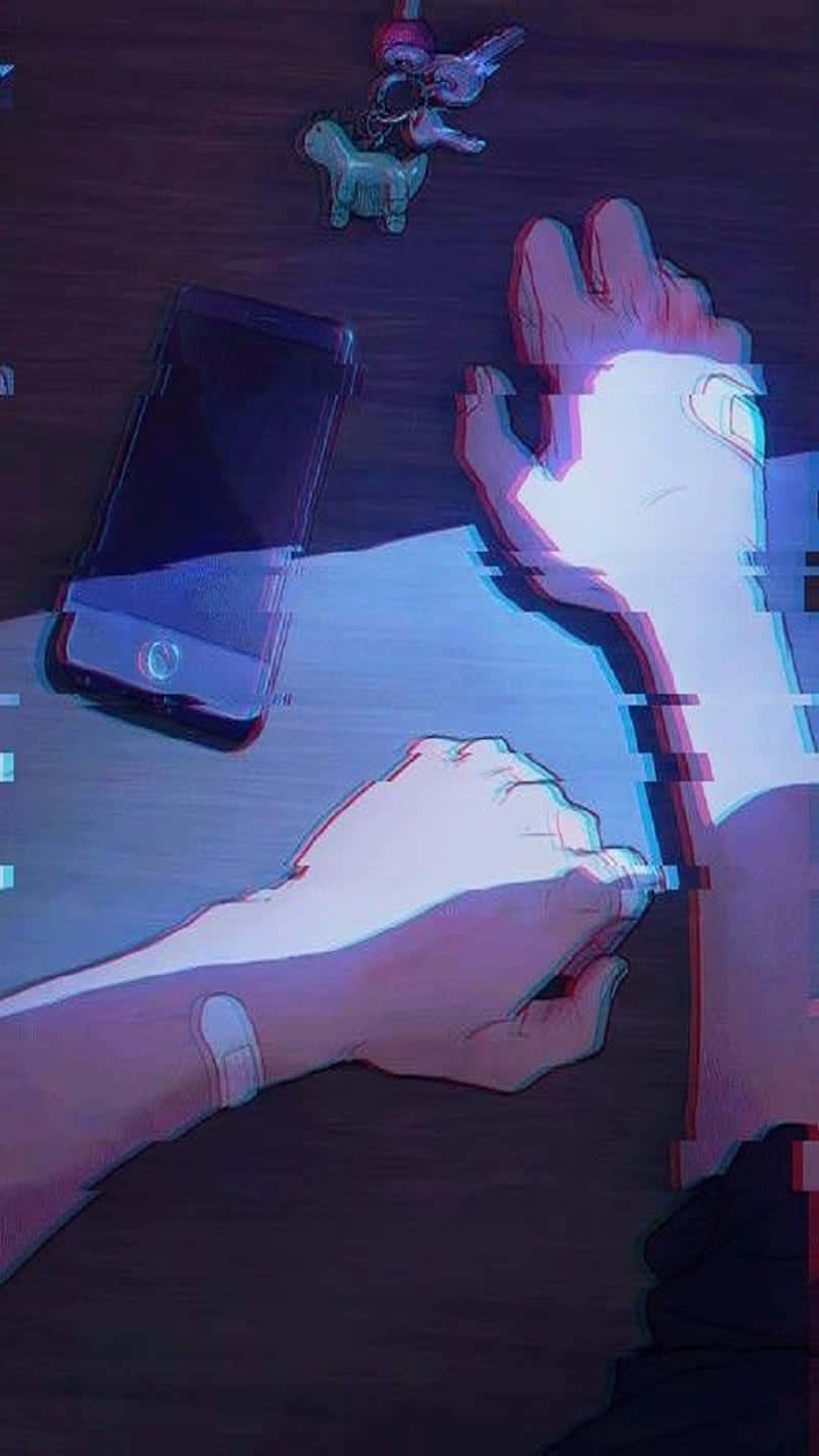 Heartbreak Anime, neon light, glowing phone, HD Phone Wallpaper