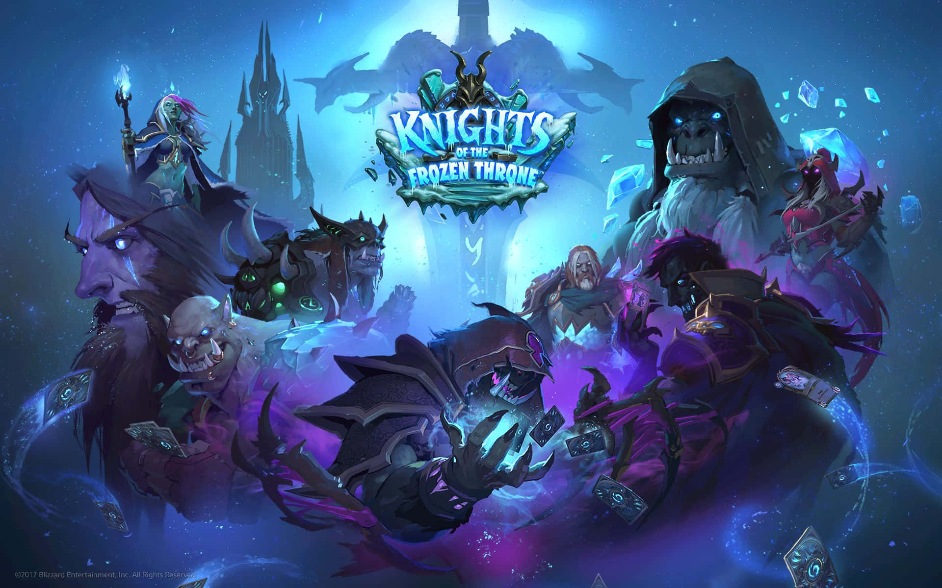 Hearthstone, icy purple and blue tones, glowing throne, Full HD Desktop Wallpaper
