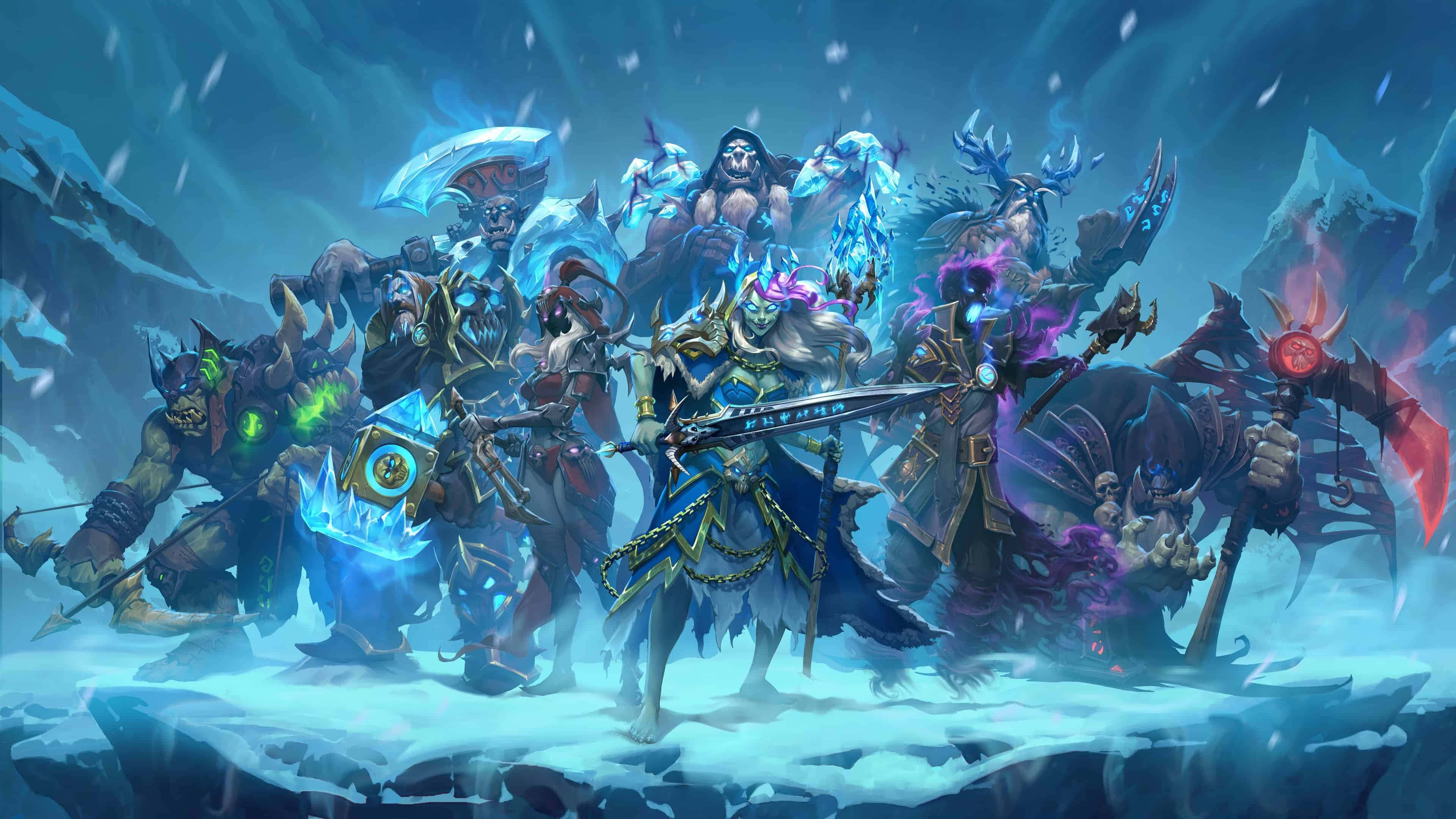 Hearthstone Desktop, fantasy warriors, glowing weapons, 4K Desktop Wallpaper