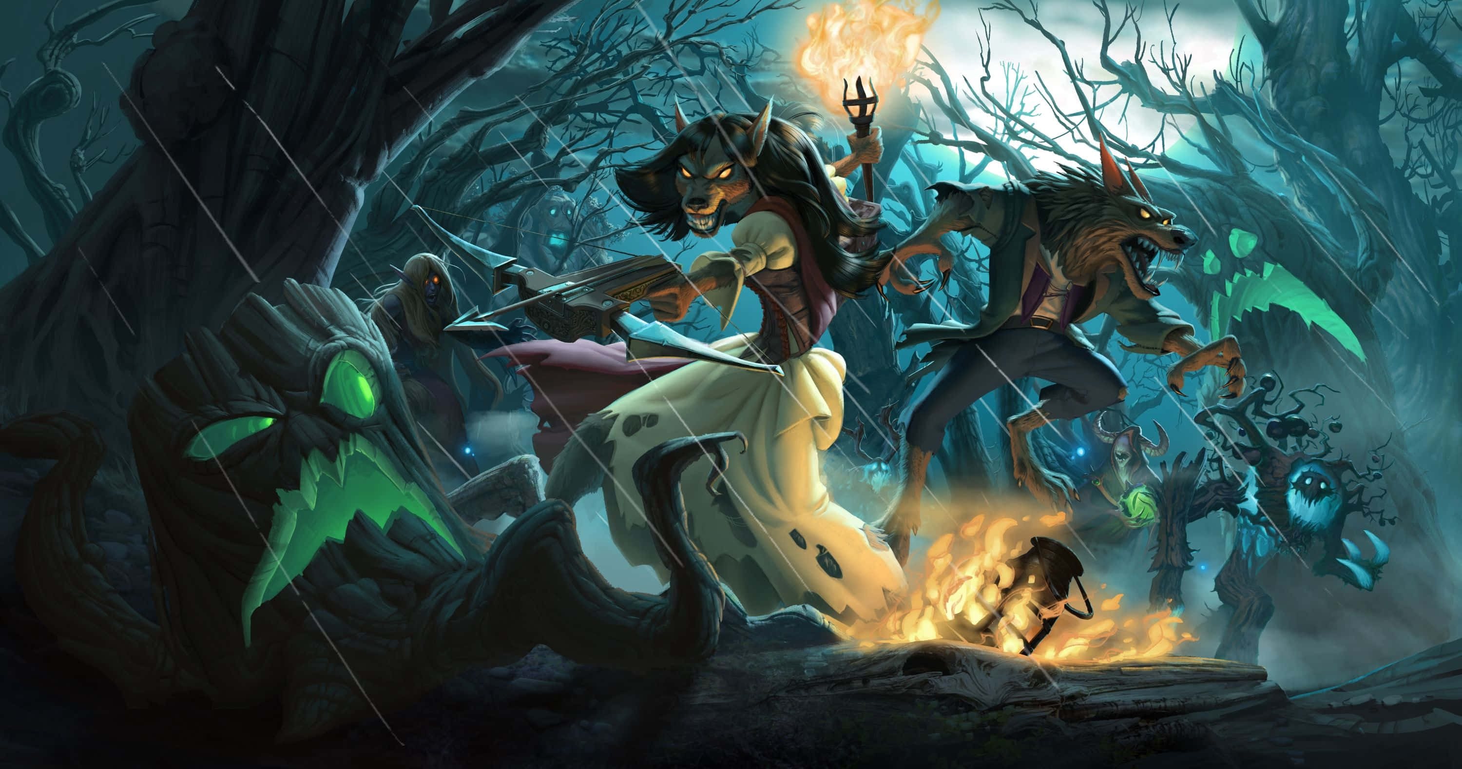 Hearthstone, werewolf warrior, flaming torch, 2K Desktop Wallpaper