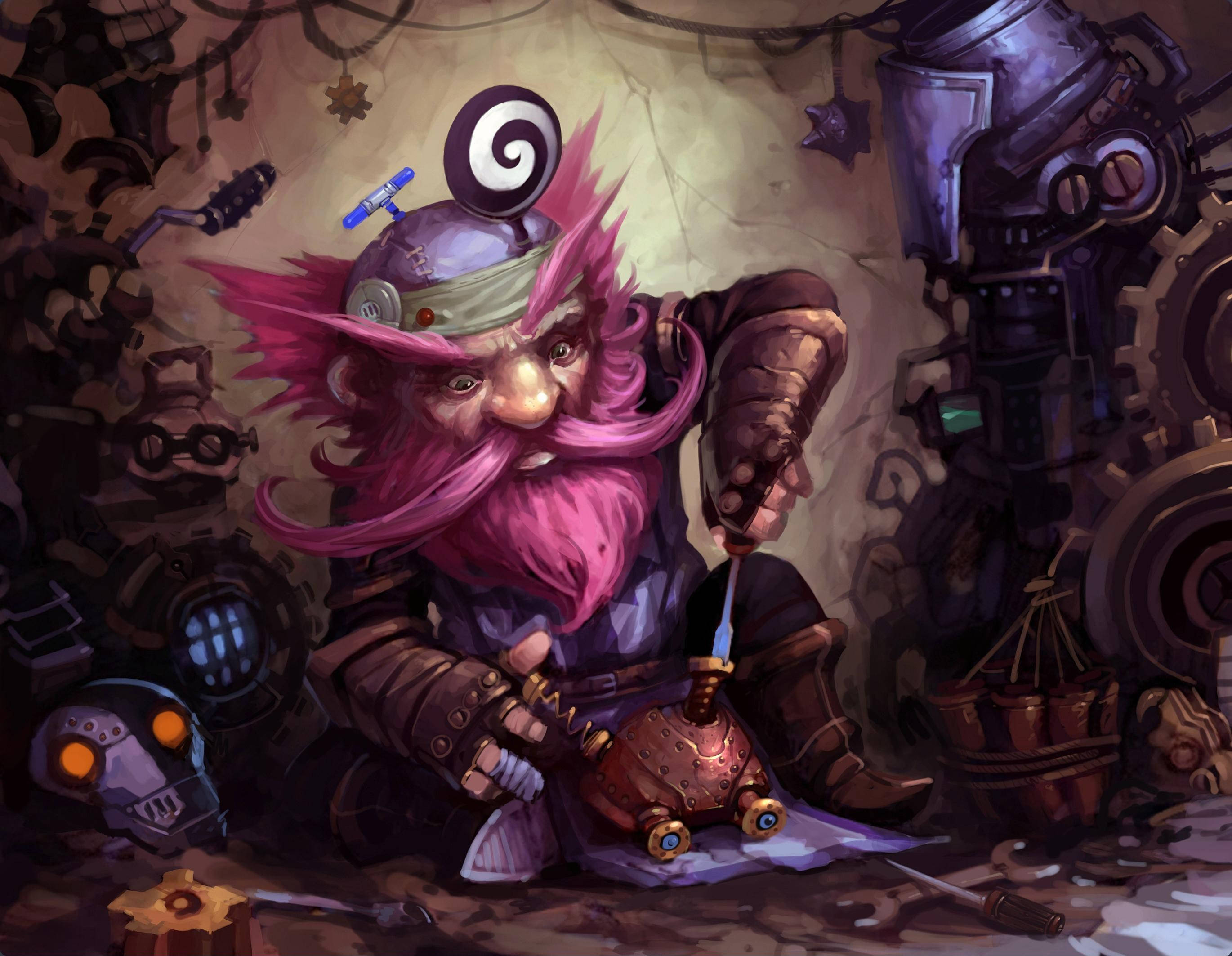 Hearthstone, mind control tech, pink-haired dwarf tinkerer, 2K Desktop Wallpaper