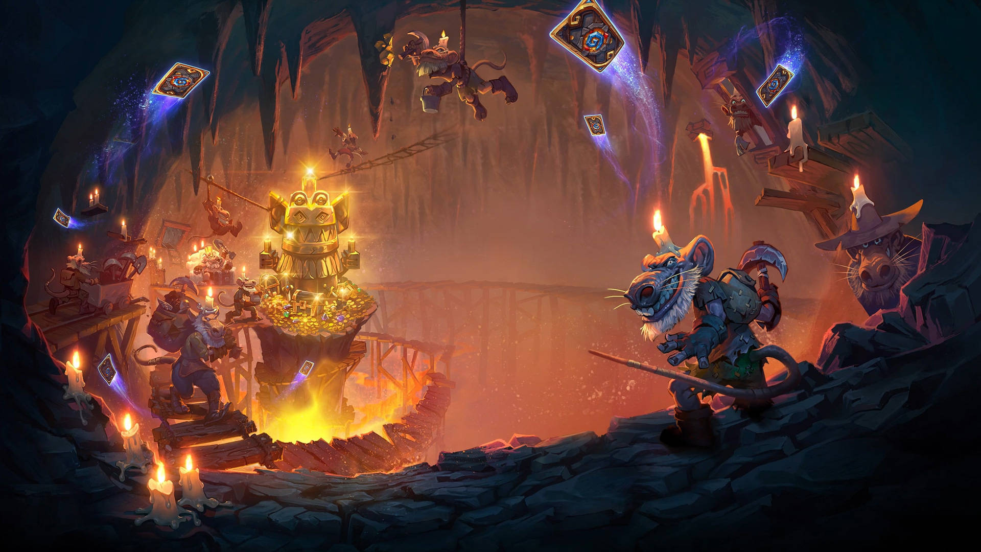 Hearthstone, underground kobolds and catacombs, glowing runes, Full HD Desktop Wallpaper