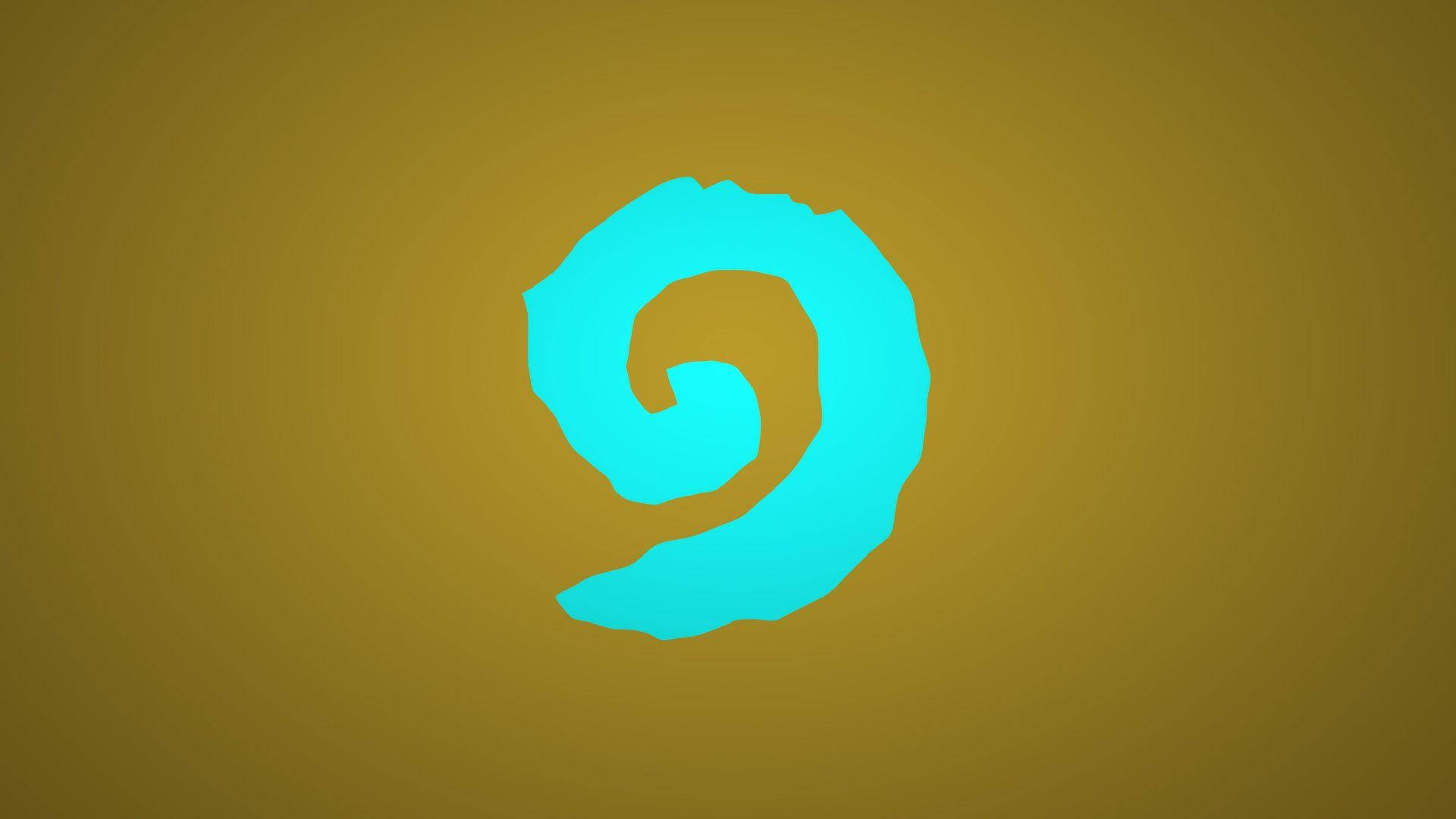 Hearthstone, minimalistic logo, vibrant cyan spiral, Full HD Desktop Wallpaper