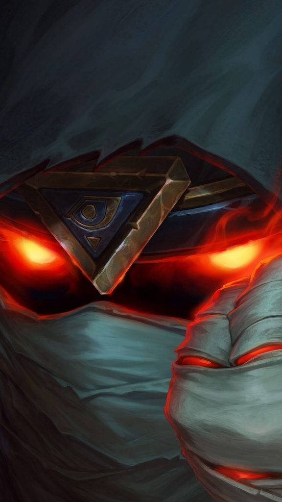 Hearthstone, masked figure, glowing red eyes, SD Phone Wallpaper