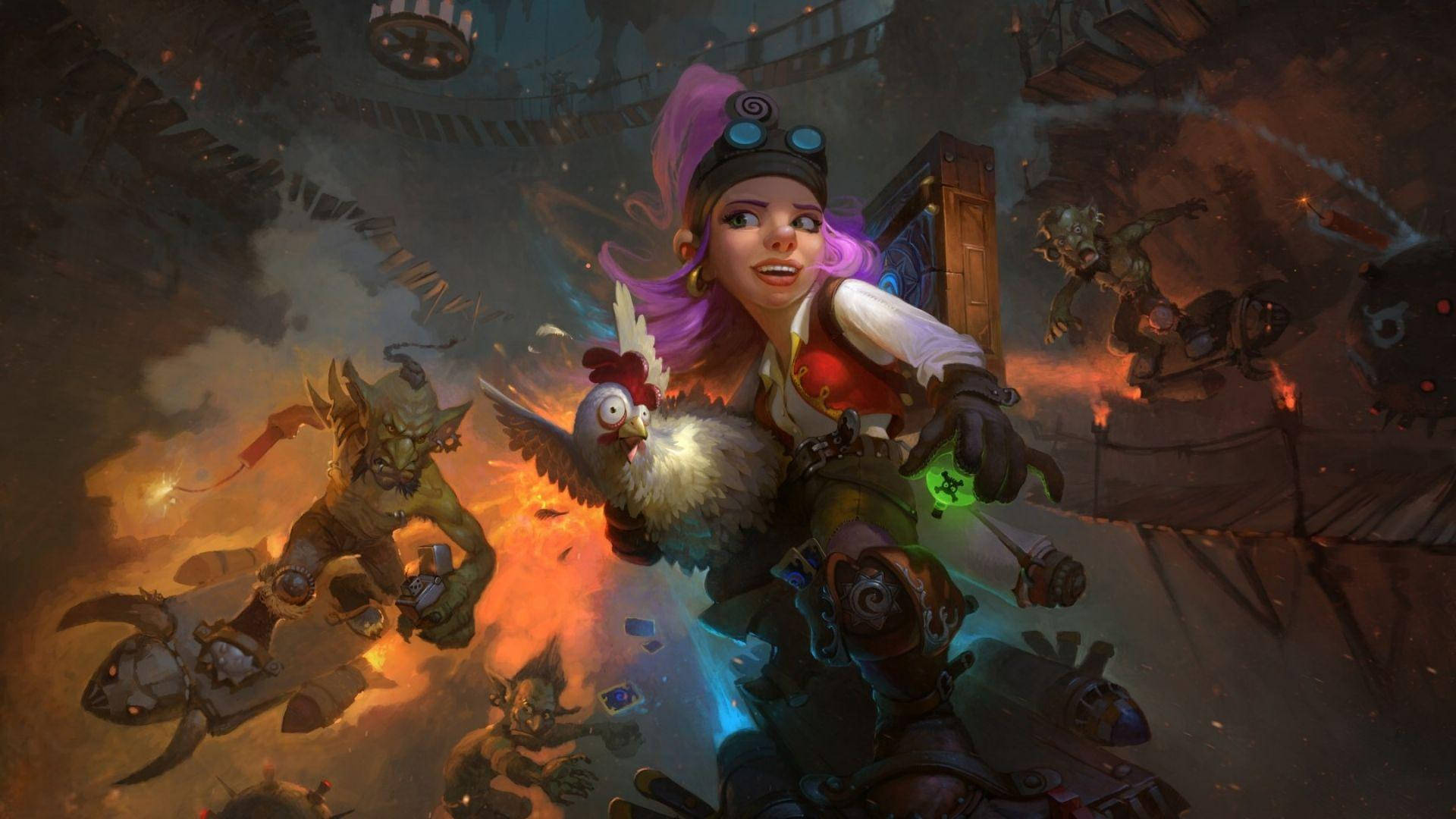 Hearthstone, female explorer, purple hair, Full HD Desktop Wallpaper