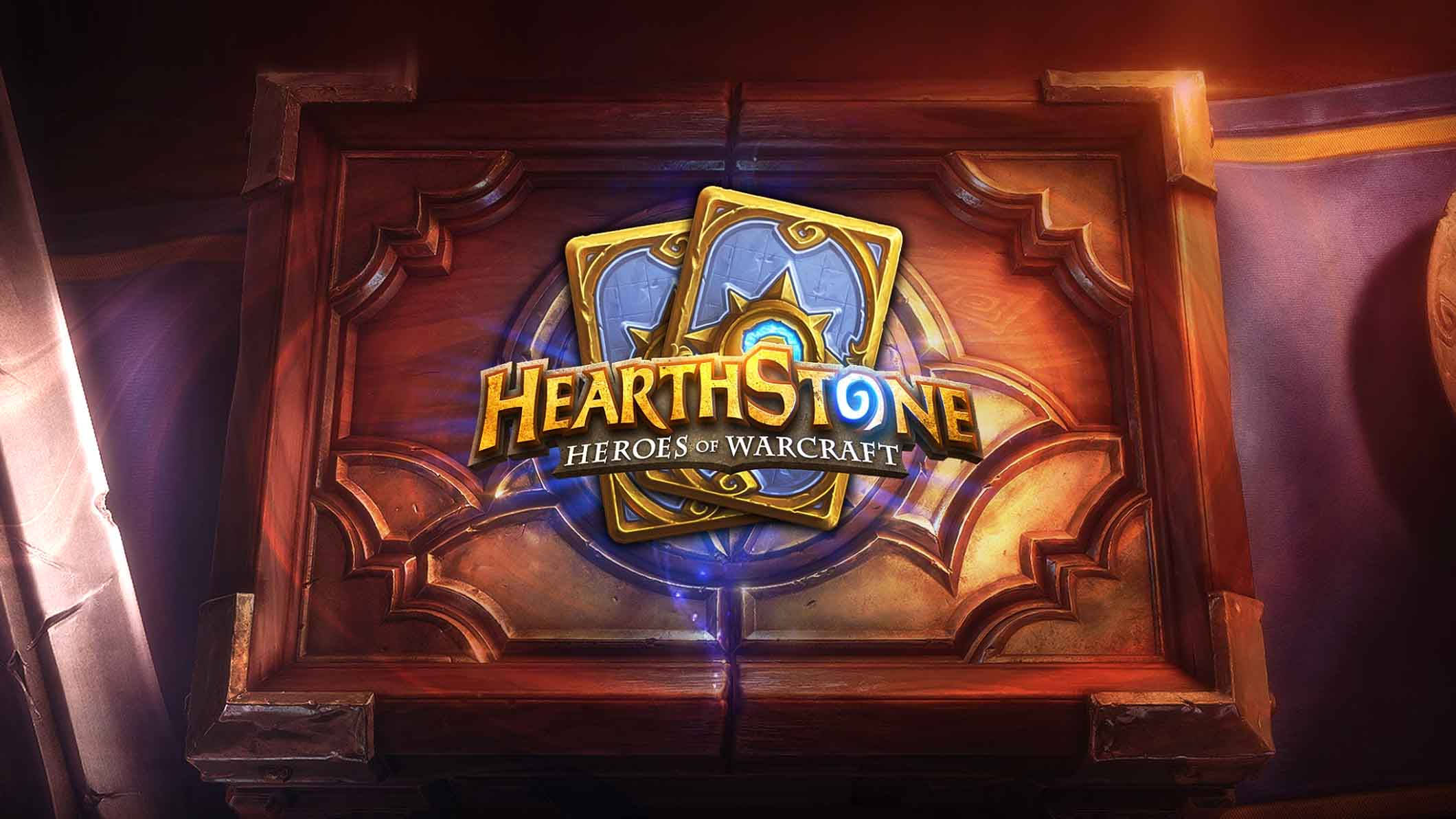 Hearthstone, magical blue light, ornate wooden frame, Full HD Desktop Wallpaper