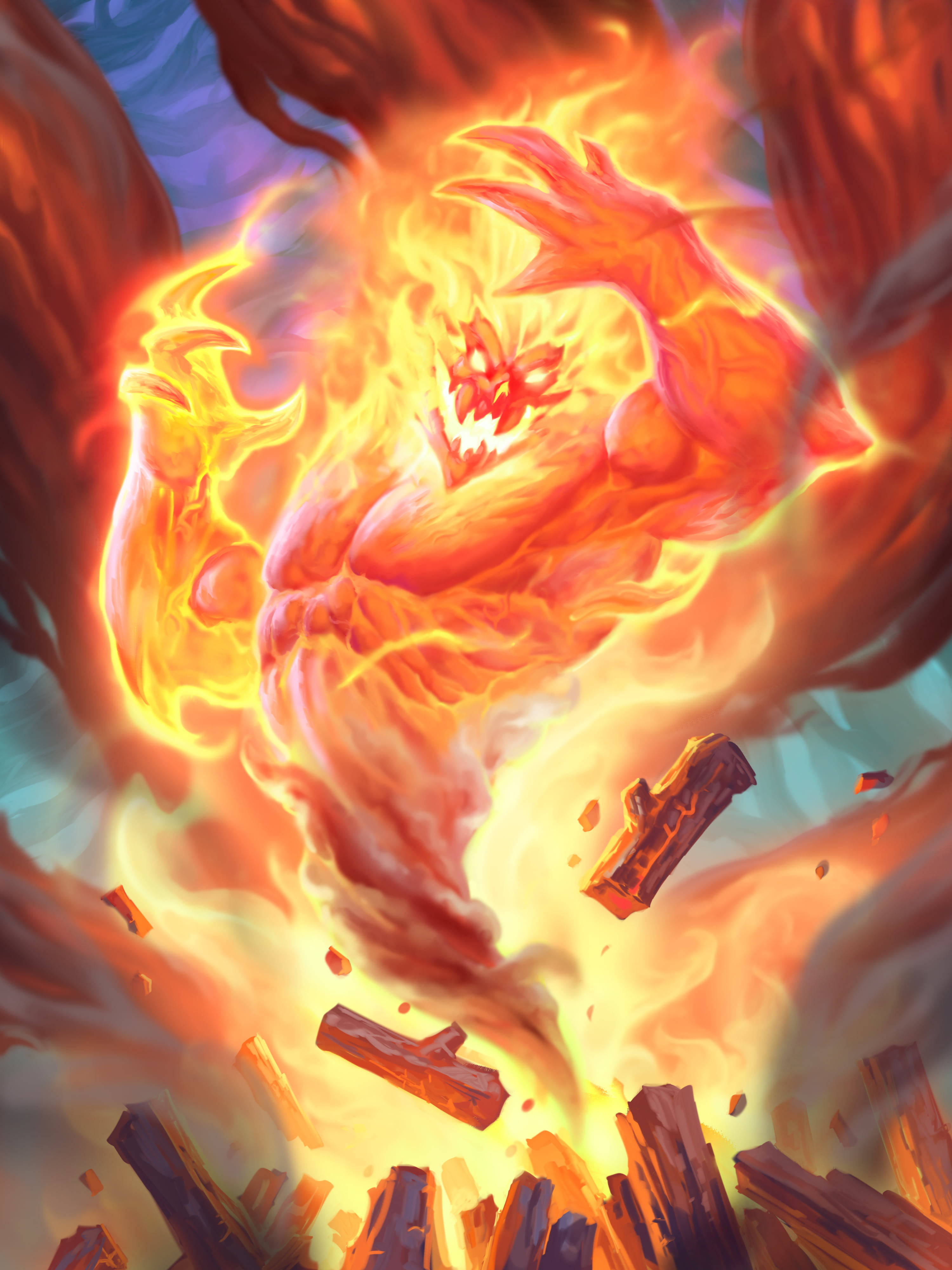 Hearthstone, bonfire elemental, fiery demonic entity, 4K Phone Wallpaper