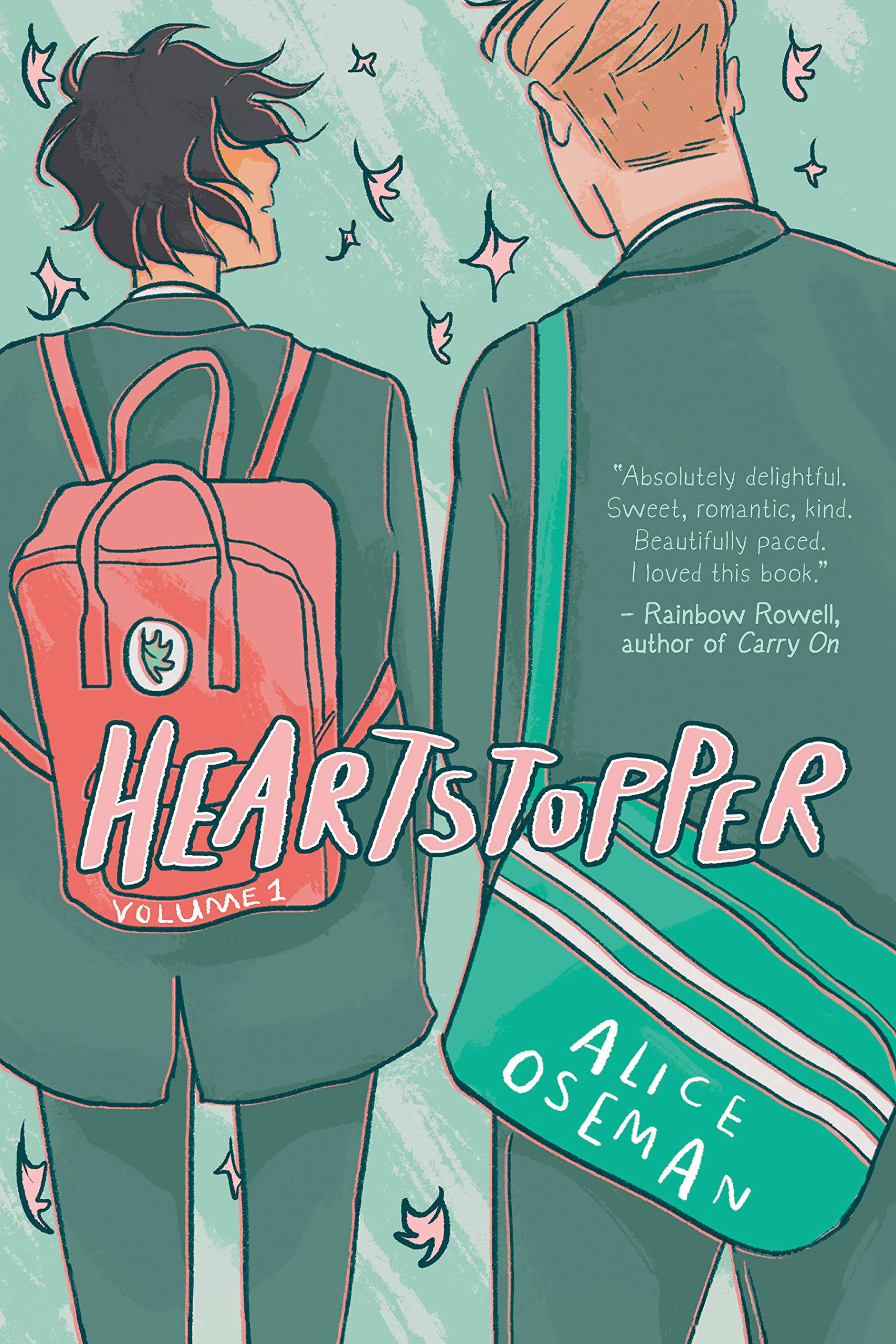 Heartstopper, school uniforms, pink and green bags, 2K Phone Wallpaper