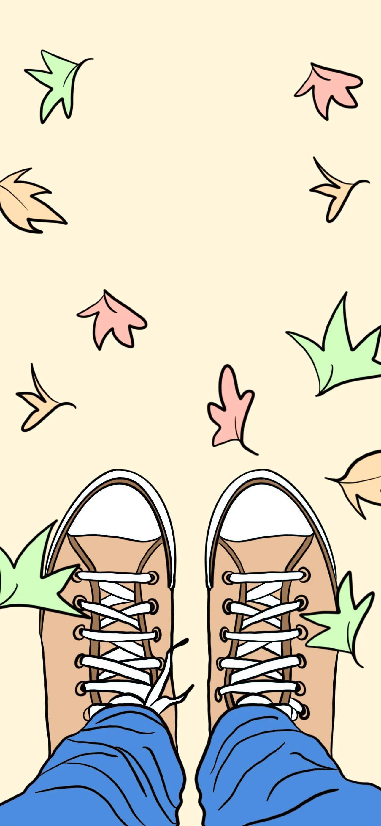 Heartstopper, brown sneakers, blue jeans, 2K Phone Wallpaper