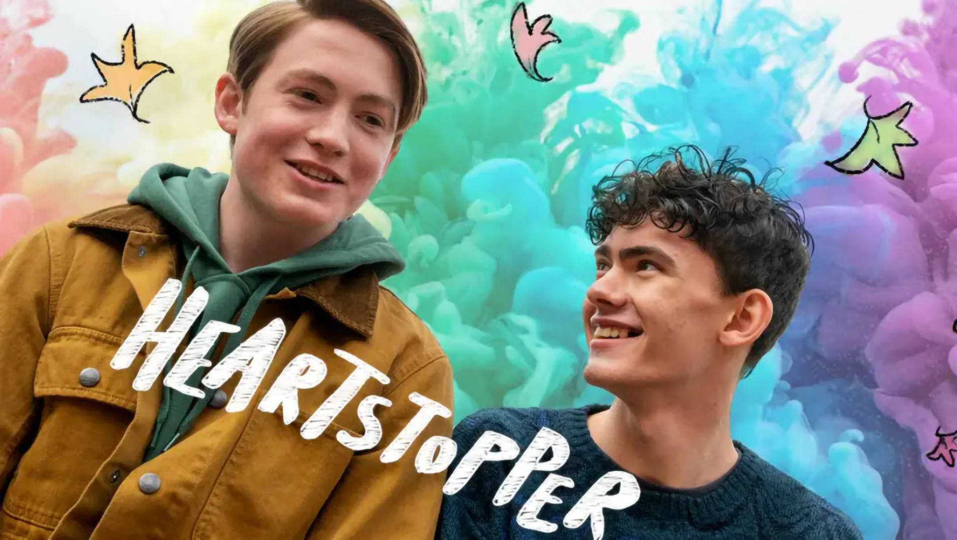Heartstopper, rainbow smoke, vibrant colorful ink swirl, Full HD Desktop Wallpaper