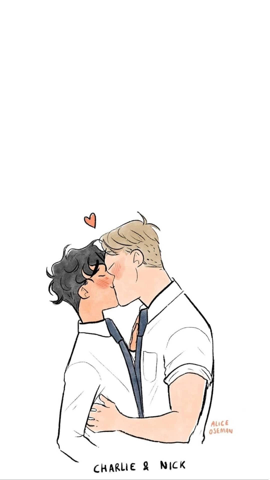 Heartstopper, kissing couple, white shirts, Full HD Phone Wallpaper