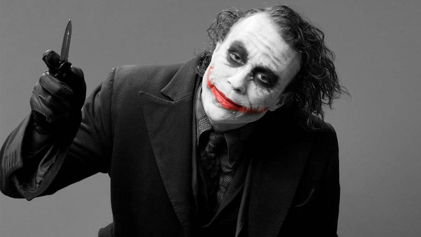 Heath Ledger Joker, knife, white face paint, HD Desktop Wallpaper