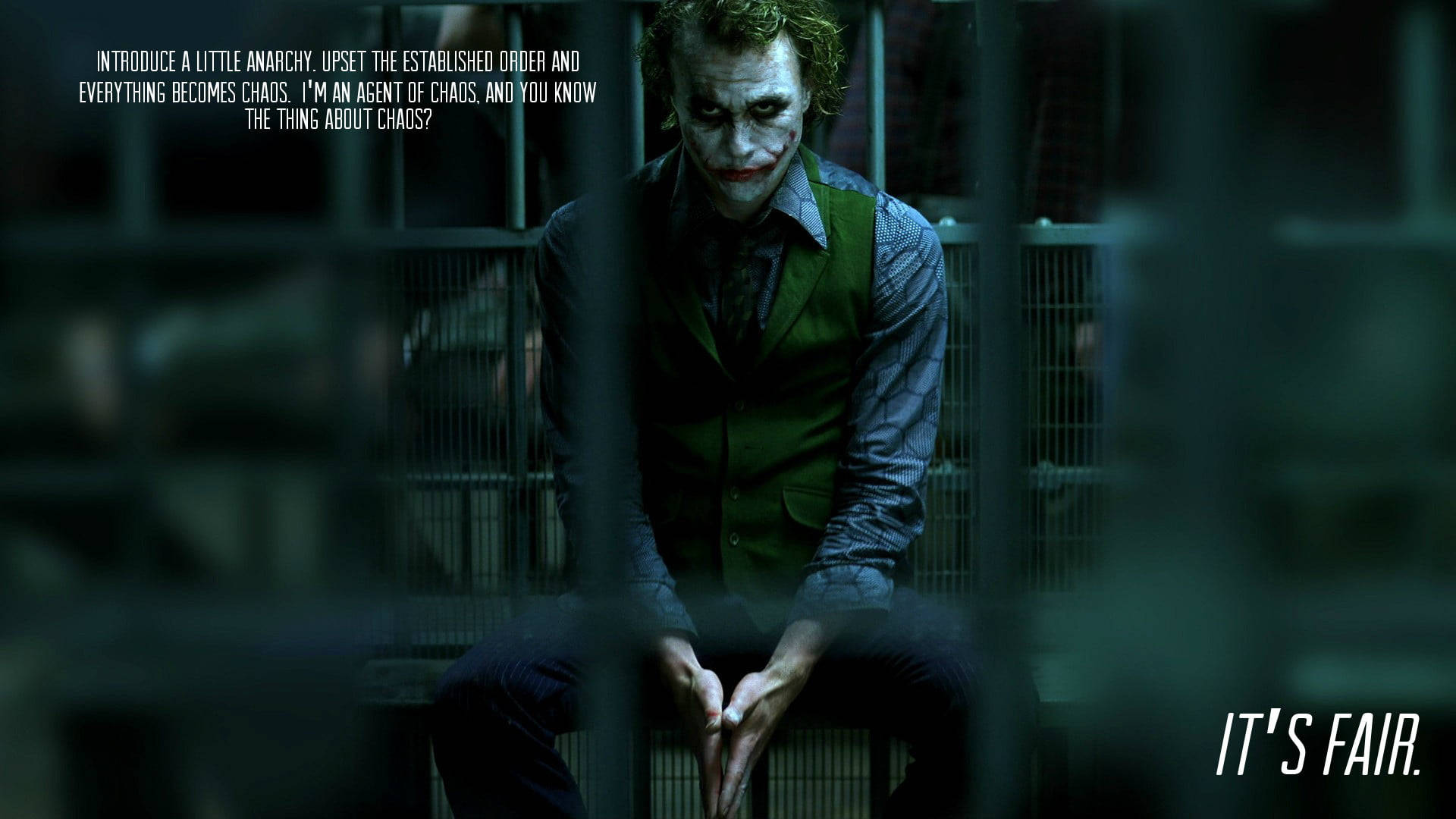 Heath Ledger Joker, green vest, white face paint, Full HD Desktop Wallpaper