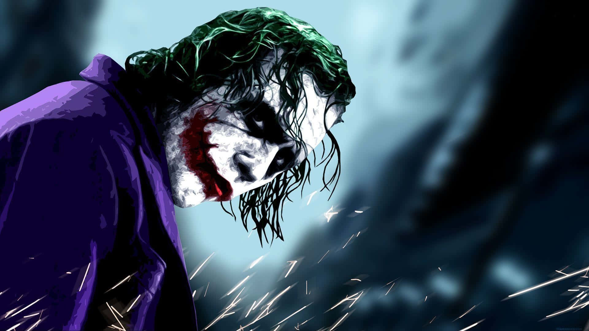 Heath Ledger Joker, green hair, white face, Full HD Desktop Wallpaper
