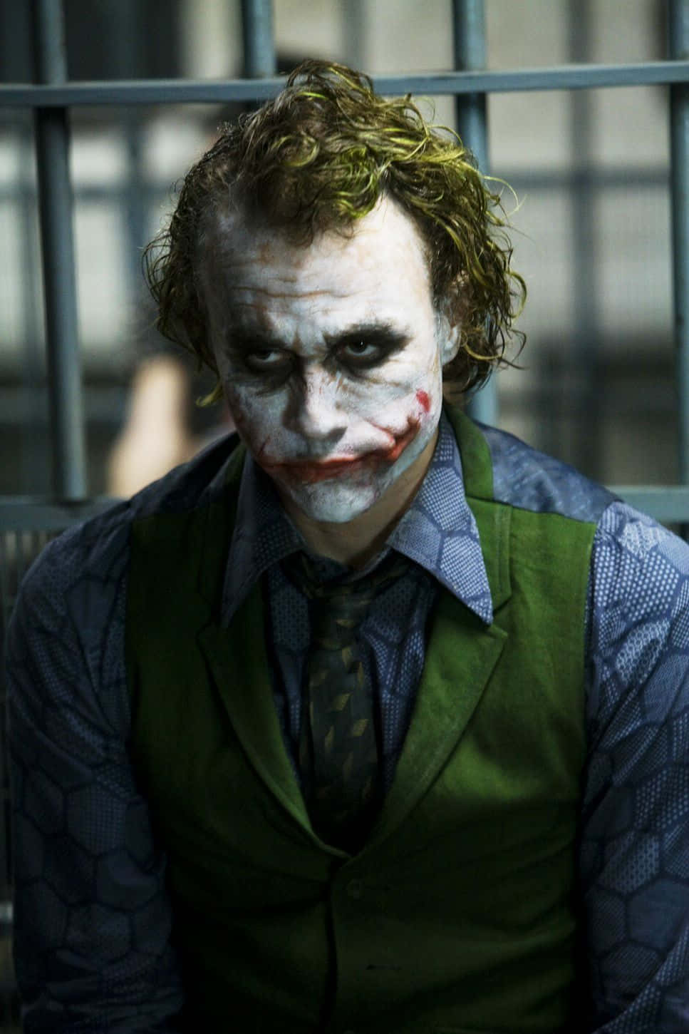 Heath Ledger Joker, smeared white face paint, red lips, HD Phone Wallpaper
