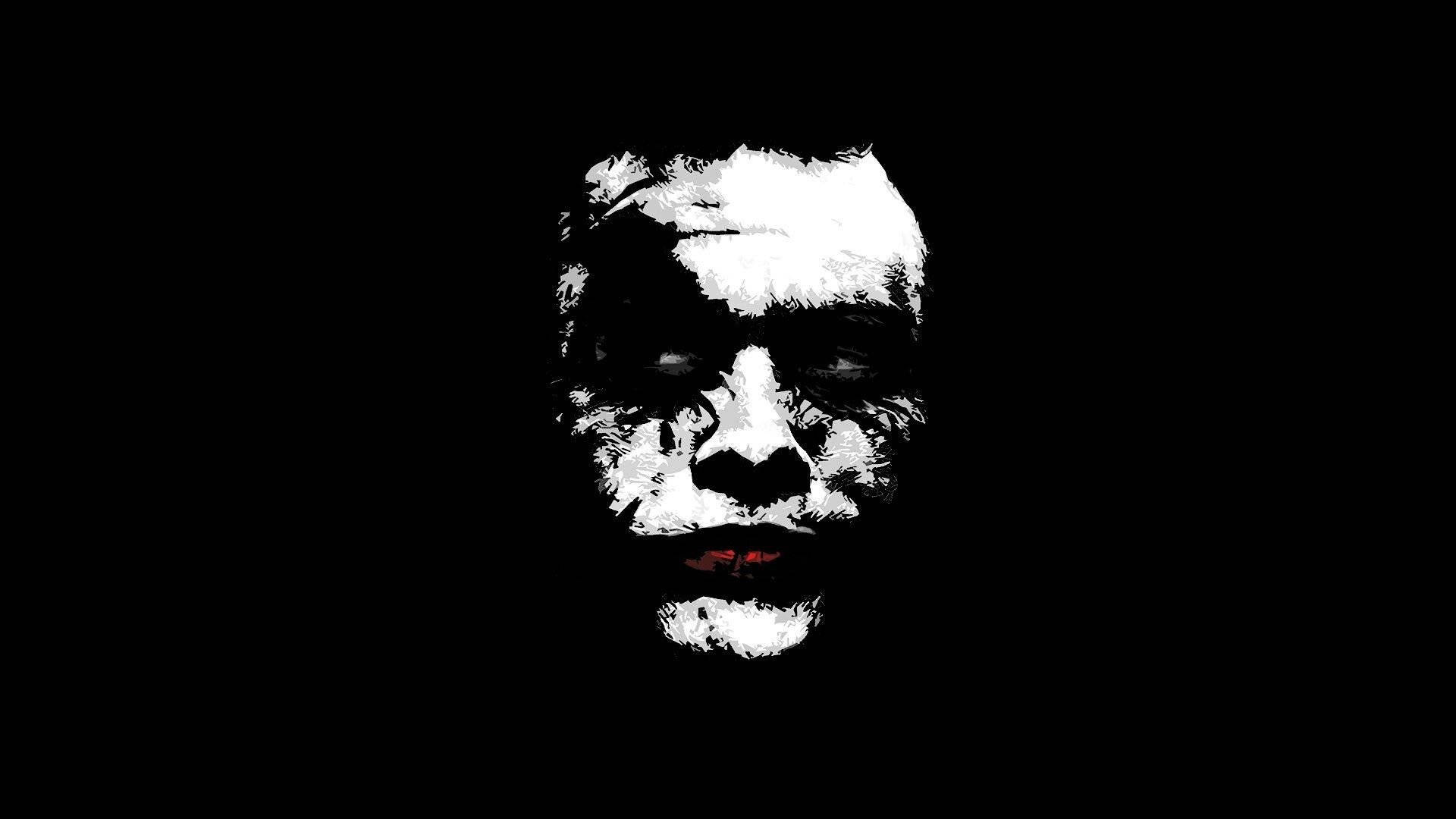 Heath Ledger Joker, black and white, glowing red lips, Full HD Desktop Wallpaper